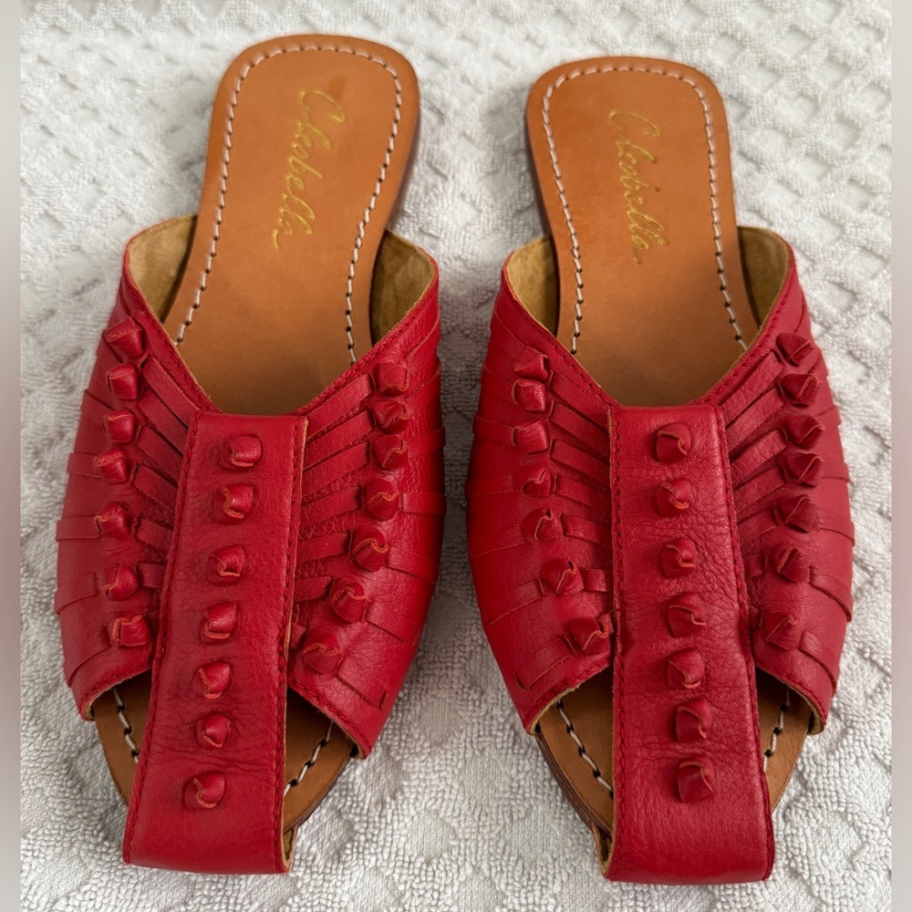 Cleobella Monroe Slide in Red Leather Size 36 US 5 Handmade Sandals - Picture 4 of 14